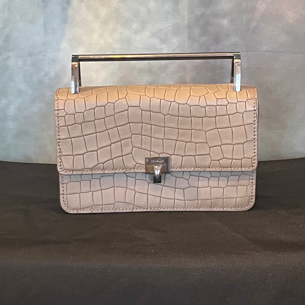 Botkier New York Lennox Croc Embossed Leather Taupe‎ Top Handle Crossbody Bag
